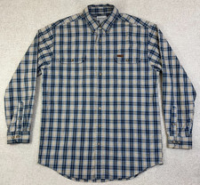 Carhartt Chambray Shirt Men's Large Tall Plaid Blue Long Sleeve Button Down S152