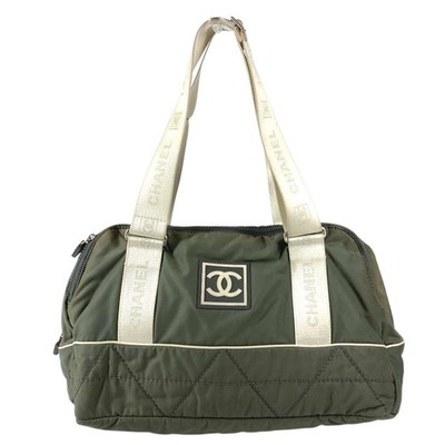 CHANEL Sports Logo CC CC Mark Shoulder Bag Duffle Bag Nylon gray