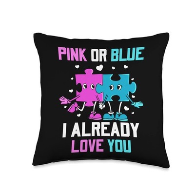 Pink Or Blue I Already Love You Pregnancy Gender Reveal Throw Pillow