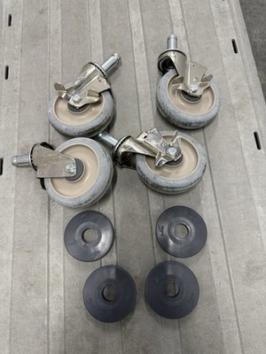 LOT OF 4 NEW Metro 5PCB Swivel Caster Wheels 5'' with Brake & Bumper ALBION