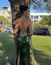 Magda Butrym Green Sequin Gown