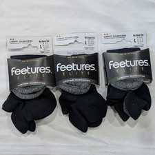 NWT Feetures Elite Light Cushion No Show Tab Socks 3 Pack Black Mens 9-12 L