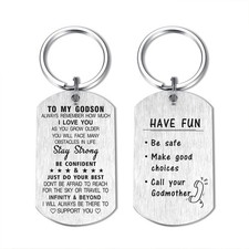 Godson Goddaughter Keychain 1 PCS Christmas Gift Family Religious Jewelry Art