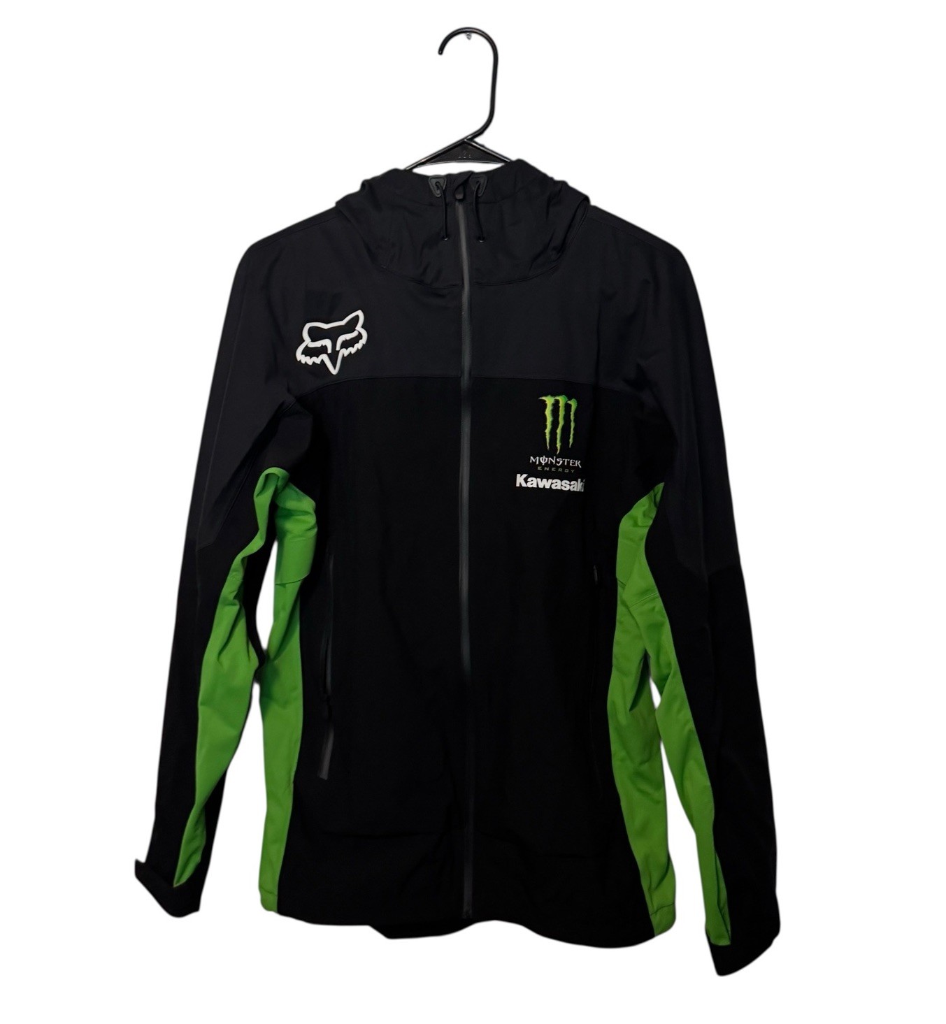 Fox Racing Monster Energy Jacket Men Small Black Green Kawasaki Hooded Full Zip
