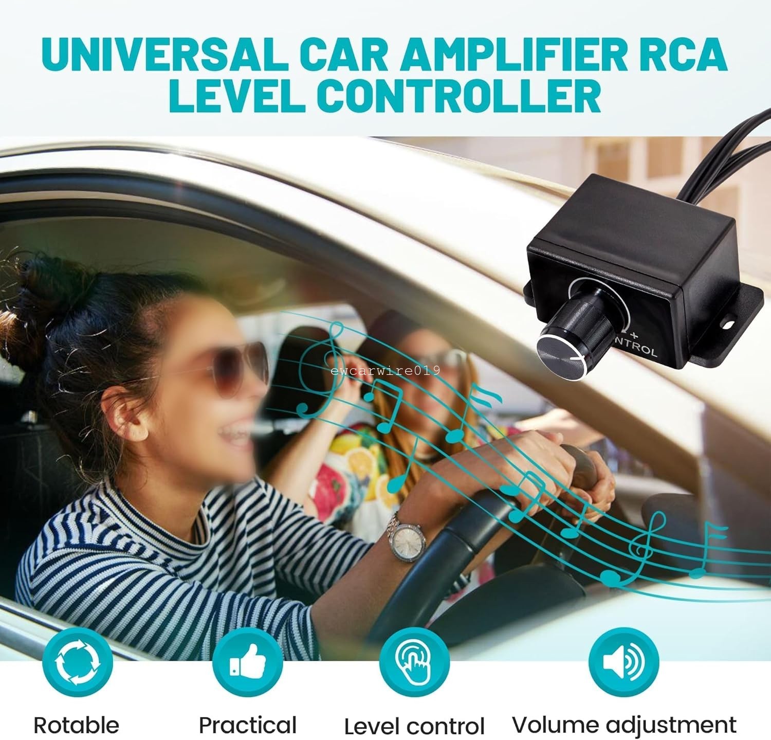Universal Car Audio Amp Bass Boost RCA Level Remote Volume Control Rotary Knob