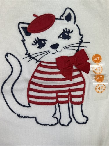 Gymboree Girls (4) Piece Lot Cat 4th Of July Red White Blue Size 4 EUC NWT - Picture 5 of 16