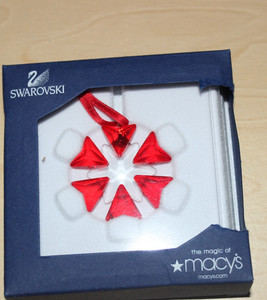 Swarovski Crystal 2008 Macy's Exclusive Red Holiday Christmas Ornament