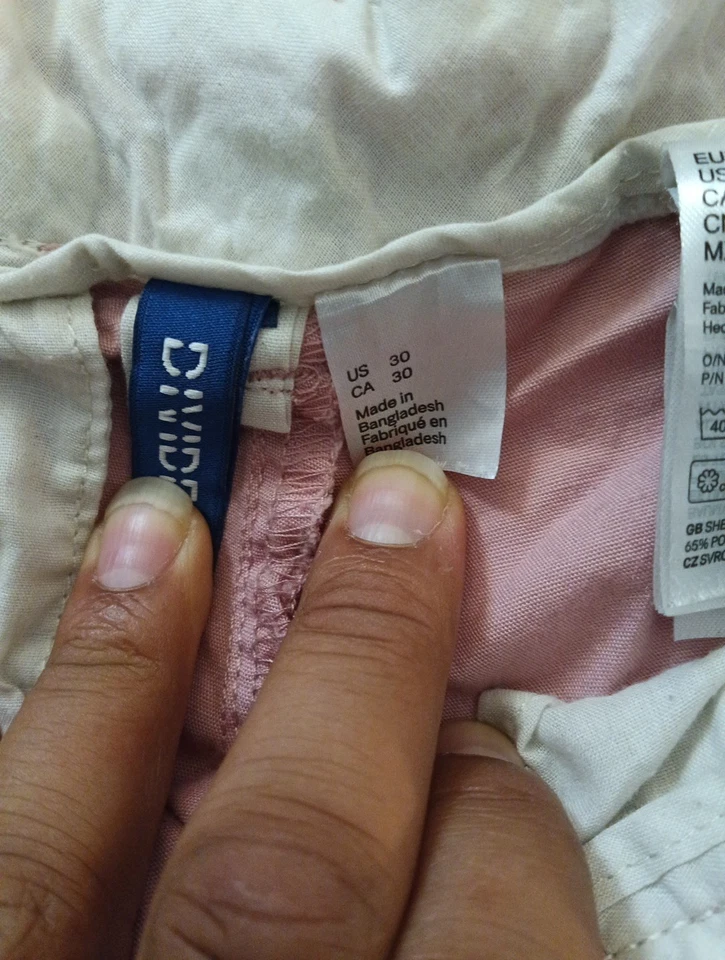 Pantalones Cortos H&M Para Hombre 30 Rosa Chino Mezcla de Algodón Preppy 9" Informales Divididos Foto 2 de 4