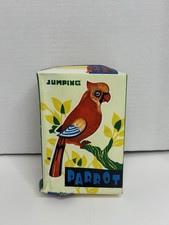New Vintage 1982 JUMPING PARROT TIN LITHO Toy In Original Box With Key Works