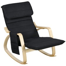 HOMCOM Rocking Chair Recliner Armchair with Adjustable Footrest, Black