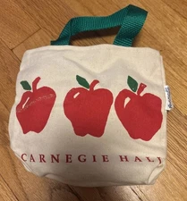 Carnegie Hall Apples Mini 6” Canvas Tote Bag Souvenir Travel Tiny Purse Rare