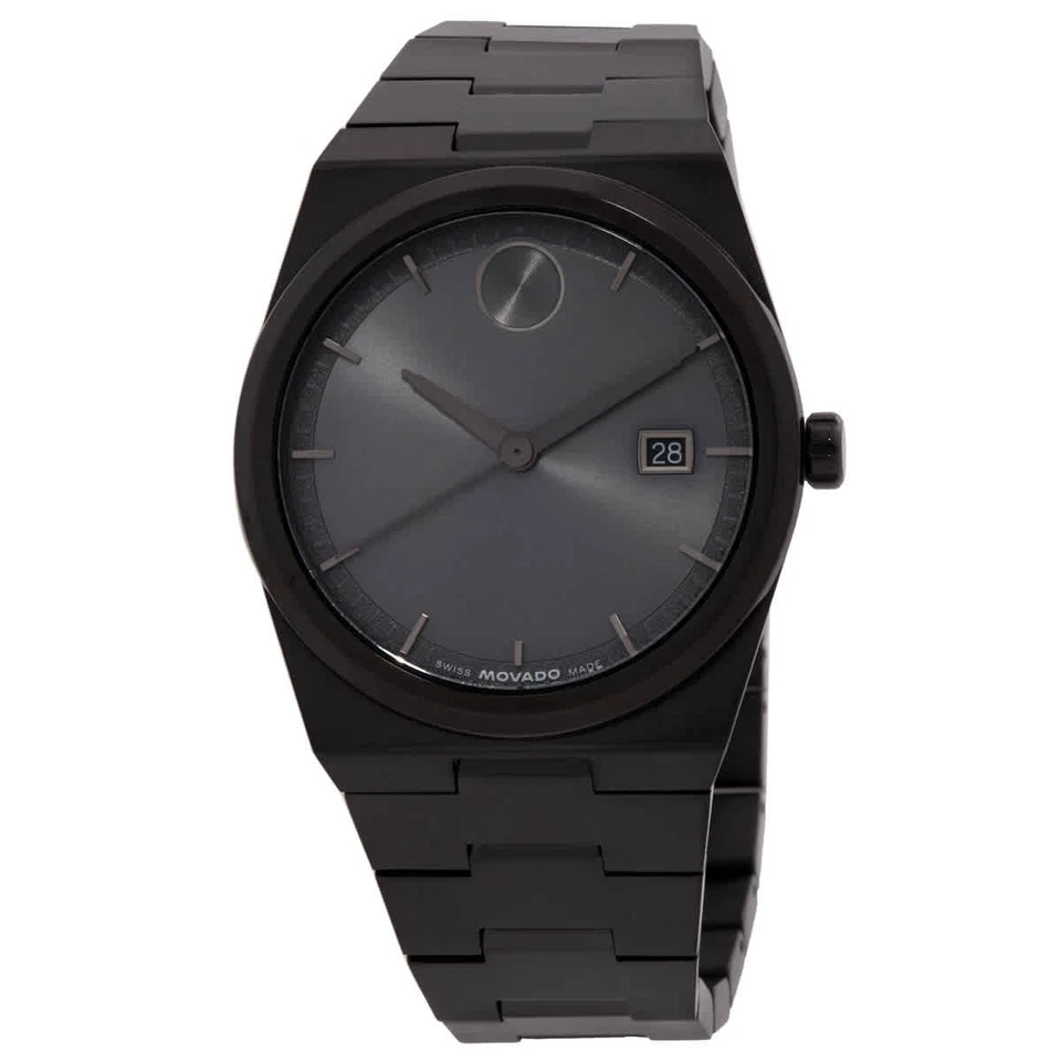 Кварцевые мужские часы Movado BOLD Quest 3601224 с черным циферблатом