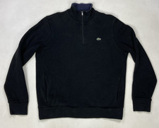 Lacoste Quarter 1/4 Zip Sweatshirt Men Slim Large 6 Black Logo