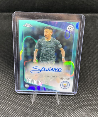 Topps 2025-26 UEFA Club Competitions Savinho Man City CA-S Aqua Lava /199