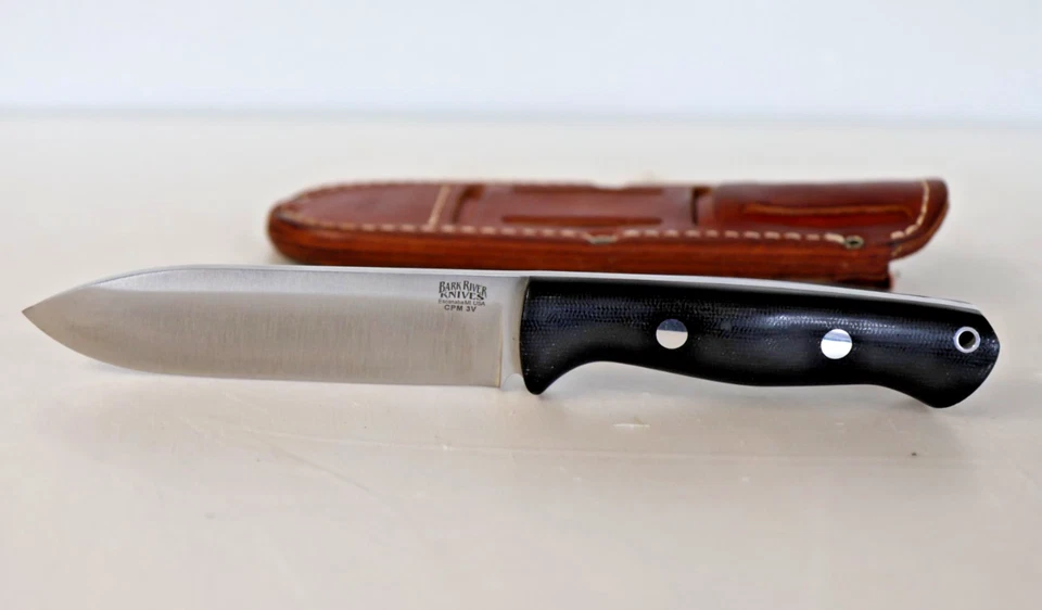 Cuchillos Bark River Bravo 1.25 LT - Sin rampa - Micarta de lona negra con funda Foto 3 de 4