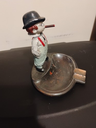 Rare Cast Metal Bobblehead Man Smoking Cigar Vintage Ashtray~Austria - Picture 6 of 6