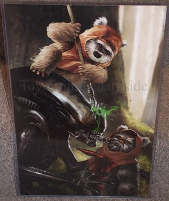 Star Wars Ewoks vs Alien Glossy Art Print 11 x 17 In Hard Plastic