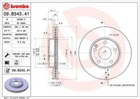 2X Brembo Bremsscheibe 09.B343.41 FüR MERCEDES-BENZ