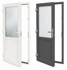 Kunststoff Nebeneingangstür Nebentür Seitentür 2/3 Glas Sichtschutz außenöffnend