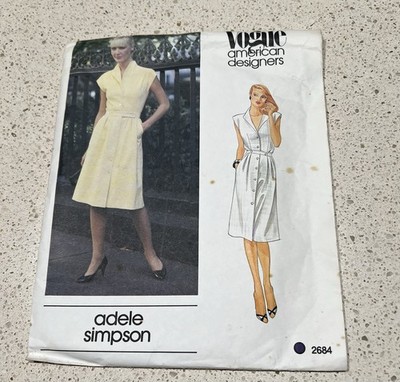 Vogue American Designer ADELE SIMPSON Shirt Dress Sewing Pattern 2684 Size 10