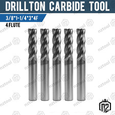 5PCS 4 Flute 3/8" x 1-1/4" x 3" Long Solid Carbide End Mill - AlTiN Coated
