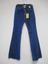 Vibrant Jeans Juniors 11 Blue Bootcut Solid Denim Stretch Button 29x32 EP5101