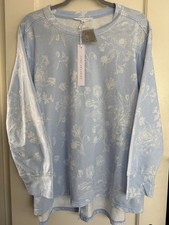 NWT Jane Delancey Knit Boho Top Shirt Tunic Long Sl Plus Sz 1X 2X Blue Floral