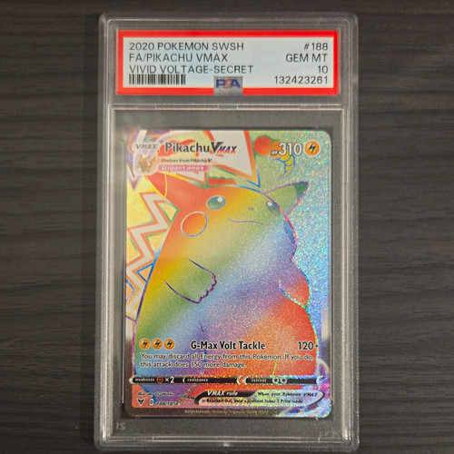 Pokemon TCG Pikachu VMAX Secret Rare 188/185 Vivid Voltage Holo PSA 10