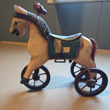 Vintage Wooden Horse On Wheels Folk Art 7.5 x...