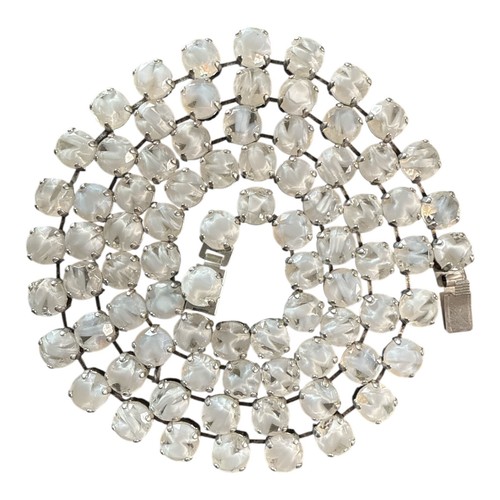 RODRIGO OTAZU Silver White Frosted Swarovski Crystal Bar Link Necklace O168 - Picture 3 of 8