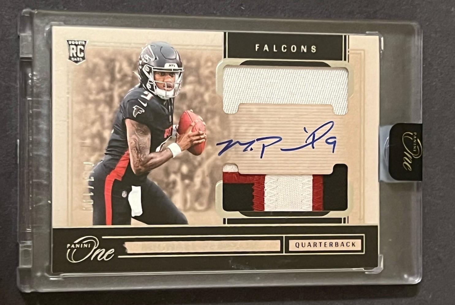 2024 Panini One Michael Penix Jr. RPA On Card Auto Tri Color Jersey Patch /199