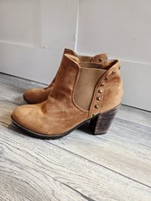 Image of BOBO Suede Chelsea Ankle Boots Stud Detail Brown UK 7 Slip On
