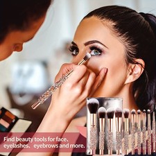 10Pcs Luxury Makeup Brush Set Diamond Rivet Handle Design Crystal Makeup Brush,
