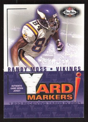 2002 FLEER BOX SCORE RANDY MOSS NNO MINT YARD MARKERS JERSEYS MINNESOTA VIKINGS