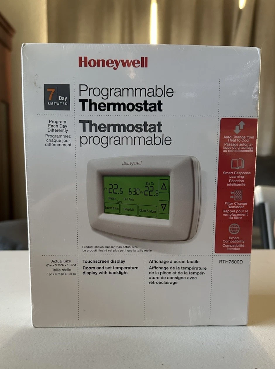 7-Day Programmable Touchscreen Thermostat White Digital Heating Cooling Schedule