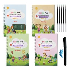4 Pack Grooved Handwriting Books for Kids Magic Practice Copybook Cursive Wri...