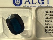 No Treatment - Dark Blue Sapphire - 6,08 Carat - original ALGT Report and sealed