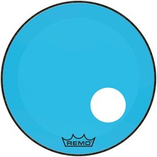Remo Powerstroke P3 Colortone Blue Resonant Bass Drum Head 5" Offset Hole 22 in.