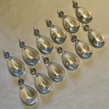 12 Glass/Crystal Prism Drops, w/bead, Contemporary Style, 2 x 1 5/8 , VG Cond.