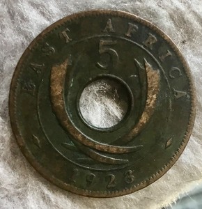 1923, 5 Centimes, British East Africa, 25.3mm Bronze
