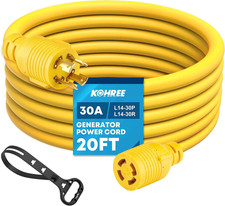 30 Amp Generator Extension Cord 4 Prong 20FT, Nema L14-30P/L14-30R Generator Cor
