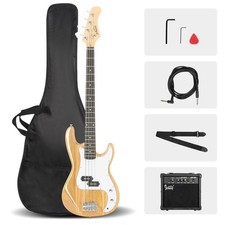 Glarry 46in Beginner Electric Bass Guitar Starter Kit w/Case 20W Amp Wood