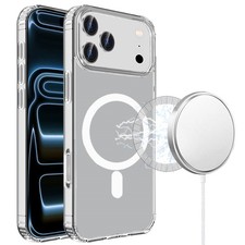 For iPhone 17 PRO Case Magnetic Circle True Transparent Cover  Tempered Glass