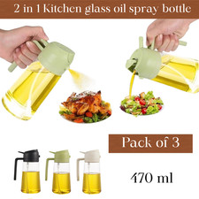2 in 1 Öl Sprühflasche Nachfüllbar Glas BBQ Kochen Olivenöl Sprühspender