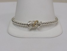 Designer LAGOS Sterling Silver 18K Diamond Pave' Caviar Lux Stretch Bracelet