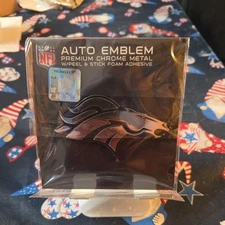 Denver Broncos Premium Metal Chrome Auto Emblem (Adhesive Back)