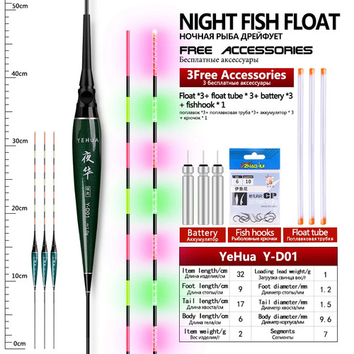 Electric Floats+3 Float Tubes+1 Bag Hooks Electric Floats Shallow Bobber Fishing - Picture 19 of 33