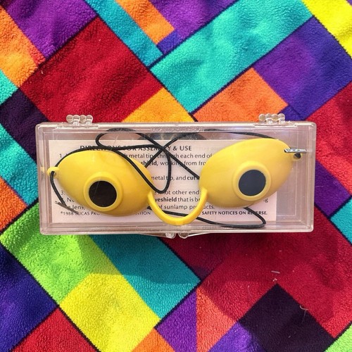 1988 Tanning Bed eye shields By Super Sunnies Bright Yellow In Original Case