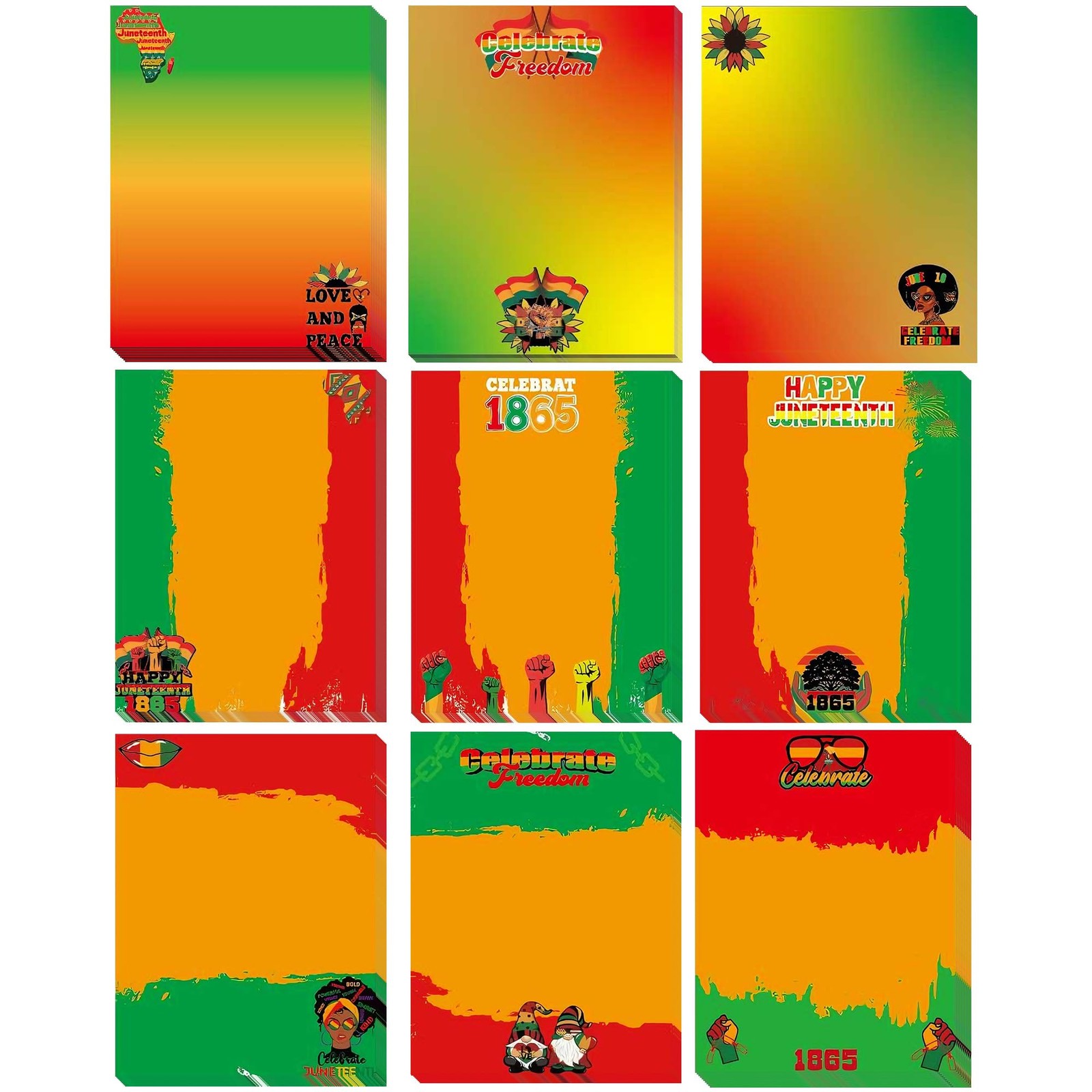 Juneteenth Sticky Notes 9 Pack, June 19th Notepads for Office School, Inspira...