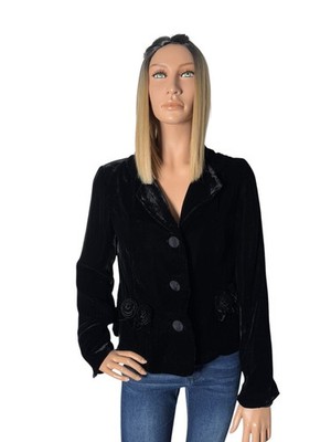 Wrap Jacke Blazer schwarz Nici Rosen schwarz Seide / rayon Größe xl